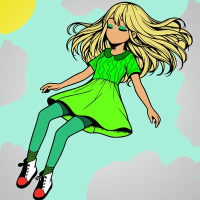 realistic girl floating