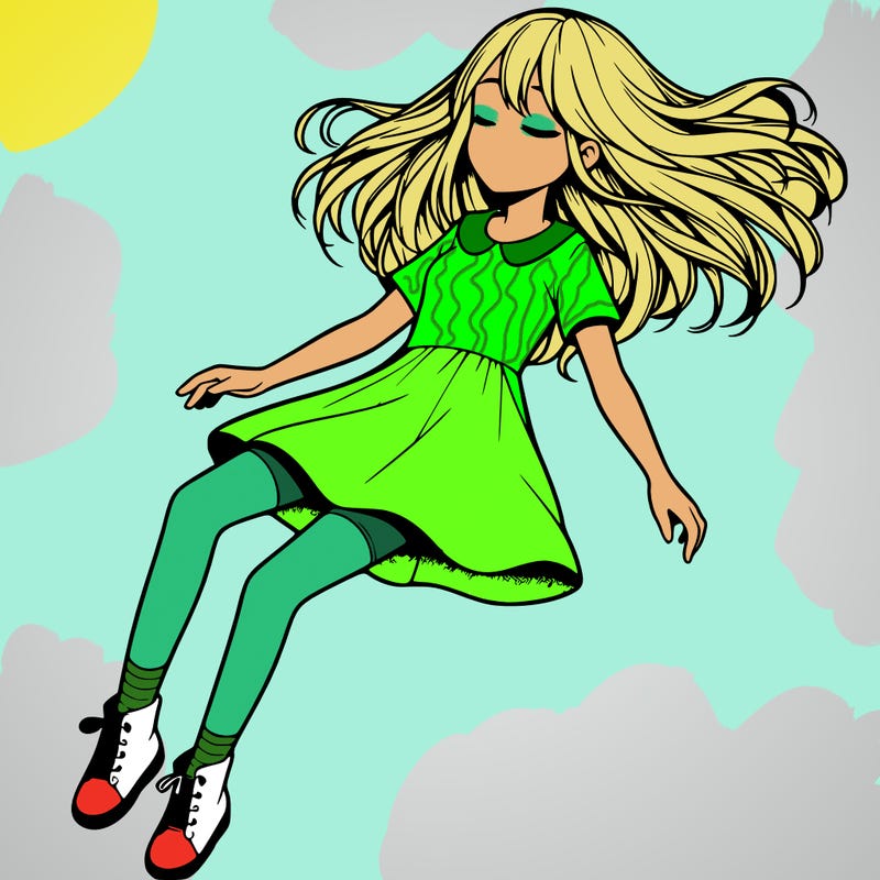 realistic girl floating