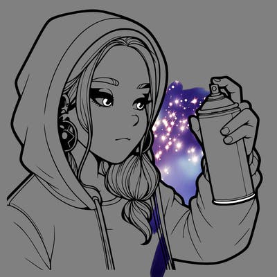a realistic girl, spray painting