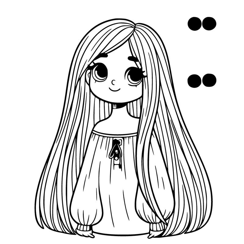 girl with very long straight hair and blouse