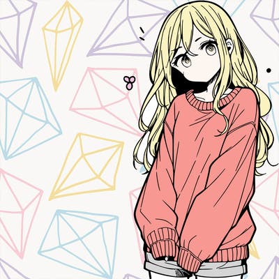 manga teen girl  in a sweater and baggy pants