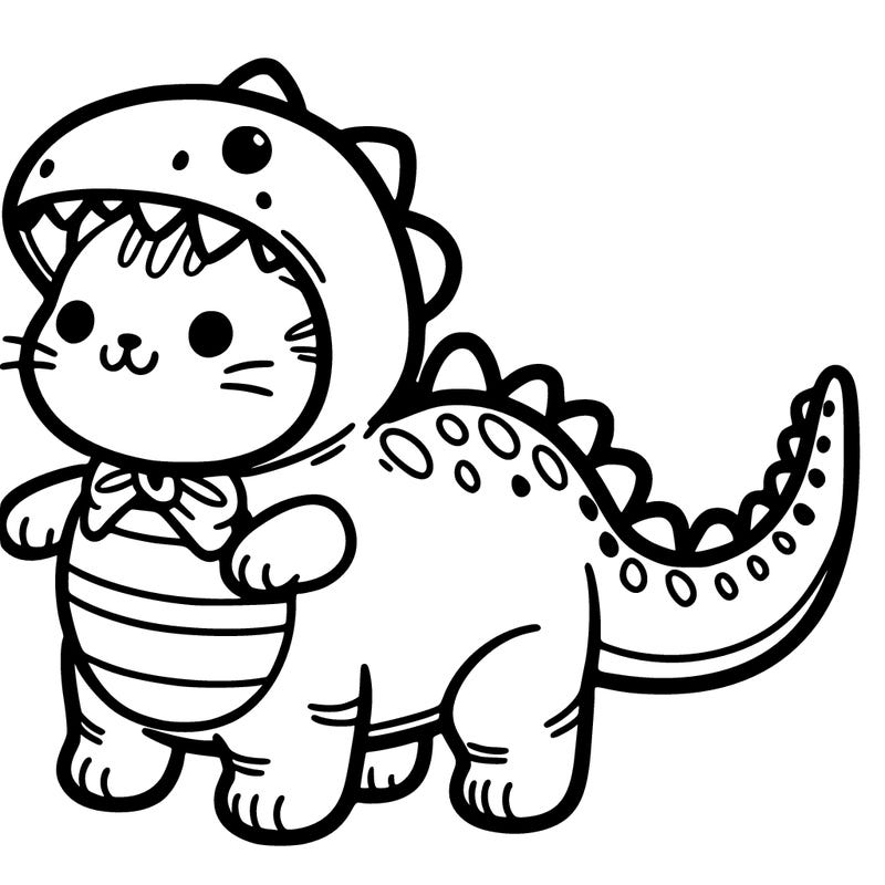 cute cat wearing a dino costume