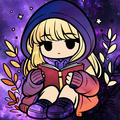 girl in oversized hoodie reading a book