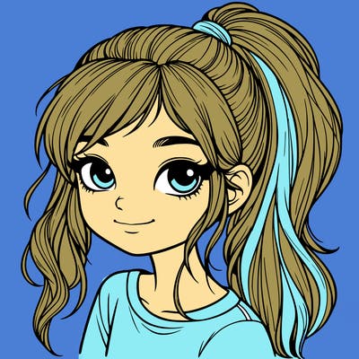 realistic girl with ponytail