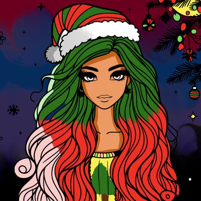 christmas fashionable female model and long hair