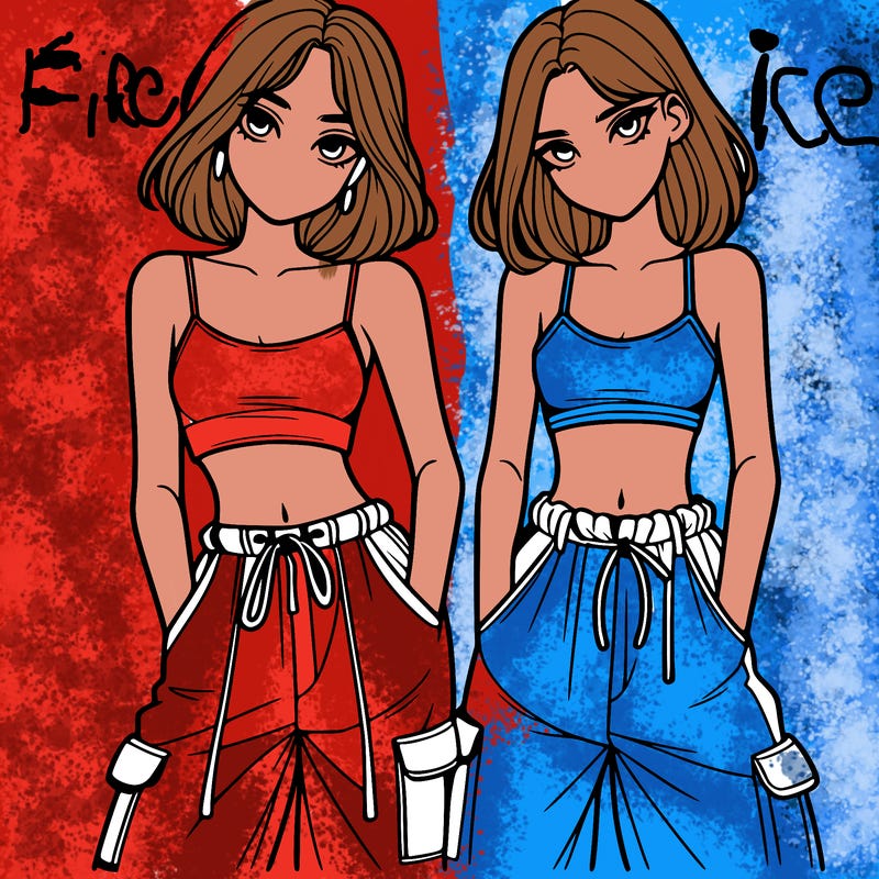 two girls with crop top with baggy pants