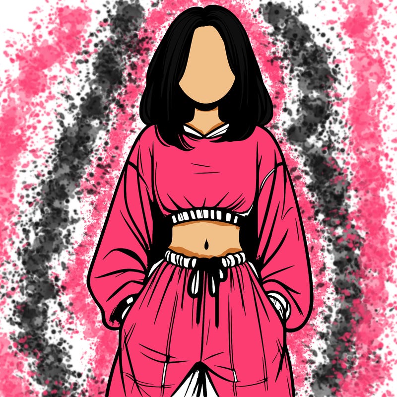 realistic girl faceless with baggy pants and a crop top