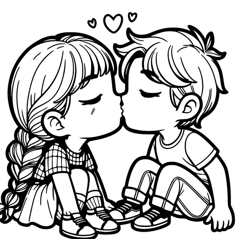 girl and boy kiss