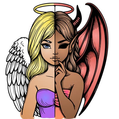 realistic angel half demon