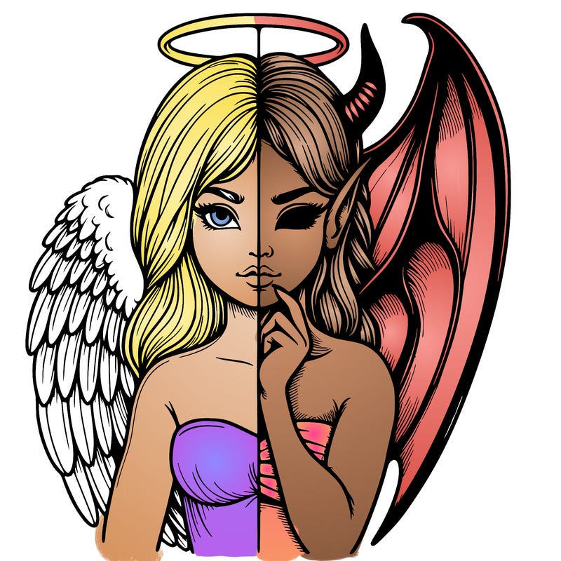 realistic angel half demon