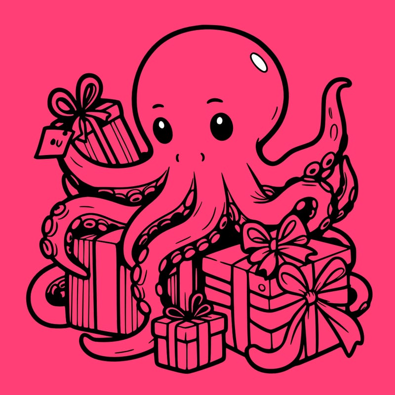 an octopus wrapping gifts