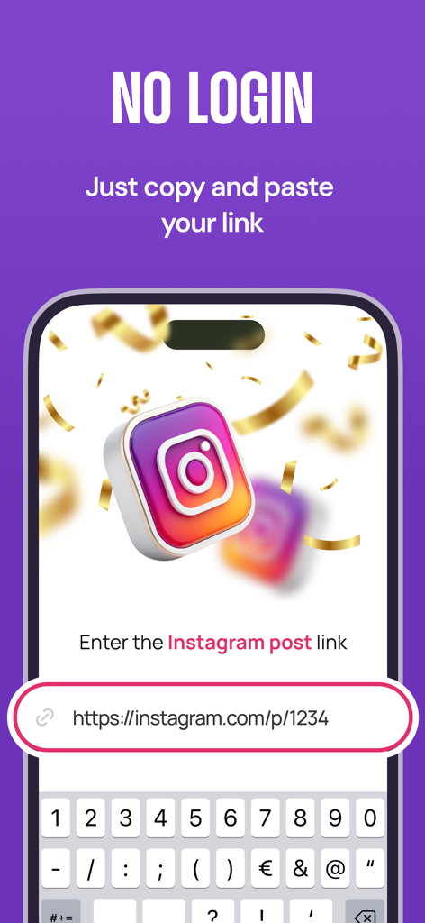 Giveaway Picker - Random Draw - Giveaway Picker app interface showing the option to paste an Instagram post link for a random draw without a login.