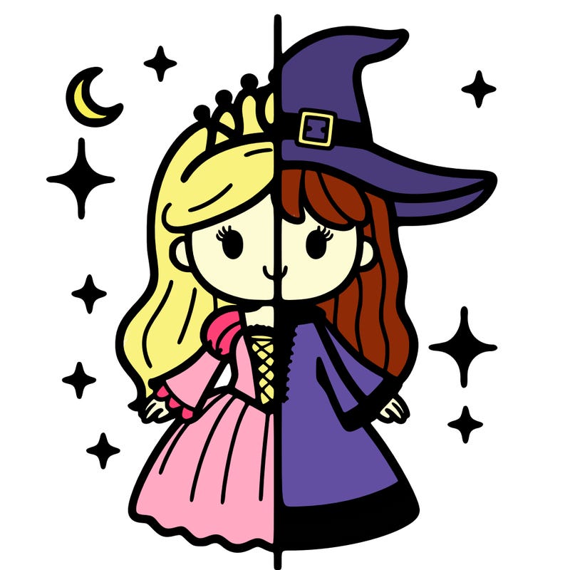 split princess and witch