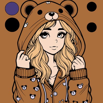 realistic girl in a animal pjs hoodie