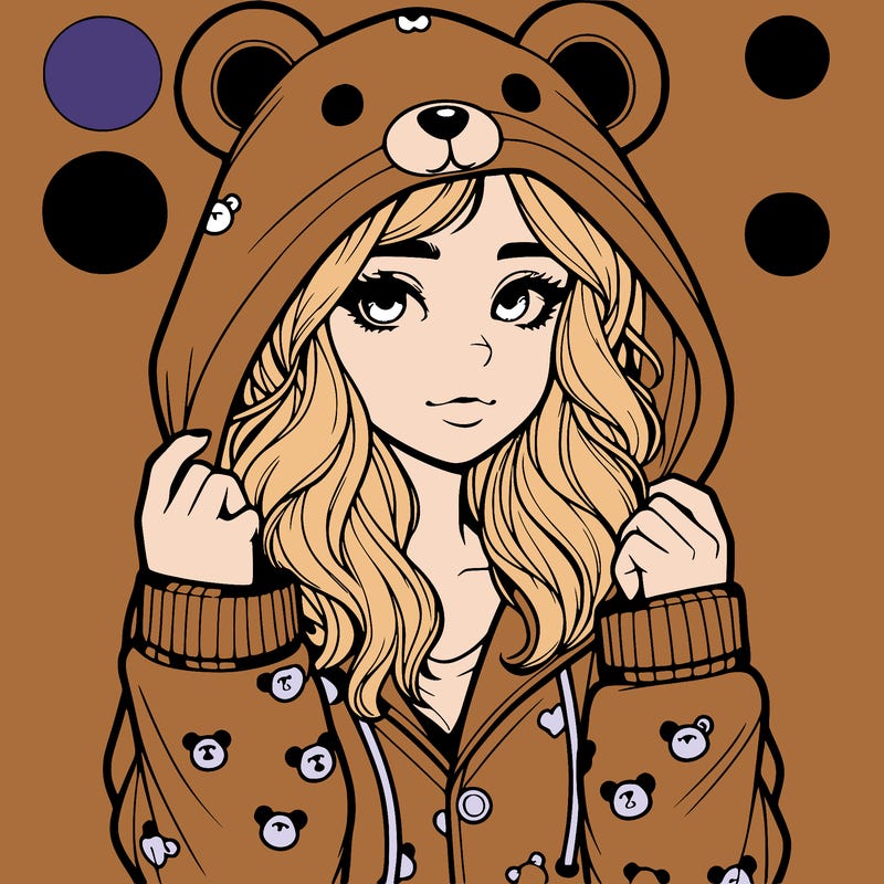 realistic girl in a animal pjs hoodie