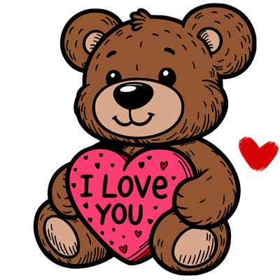 teddy bear holding an i love you heart