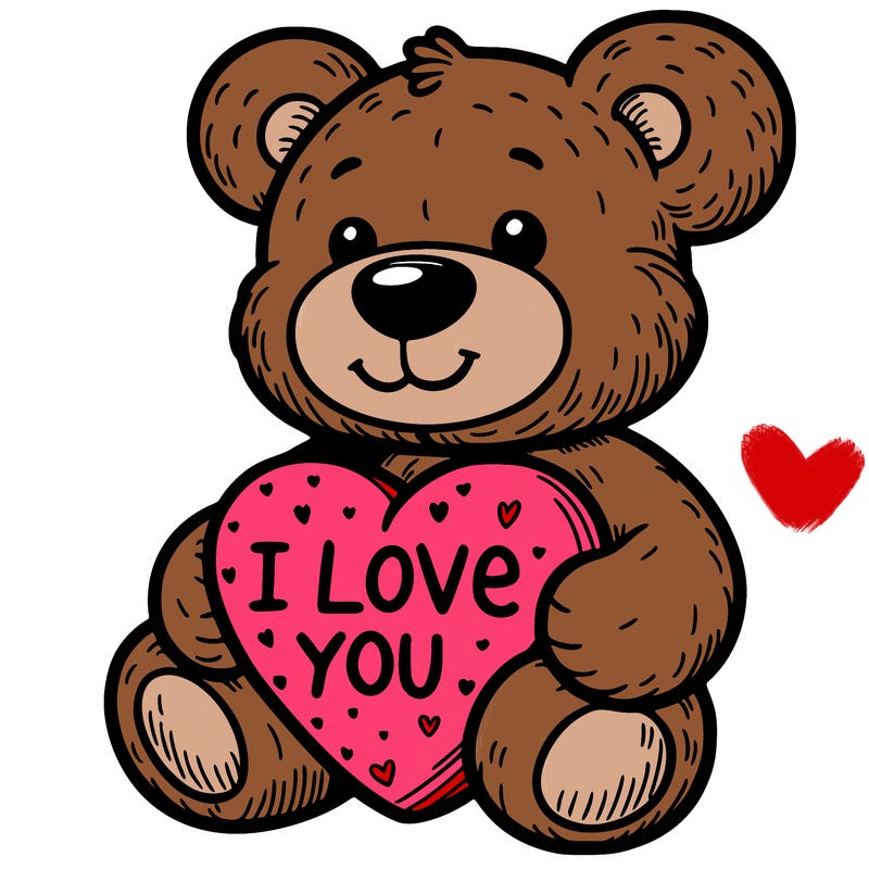 teddy bear holding an i love you heart