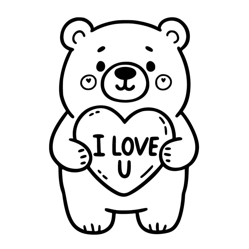 bear holding heart that says i love u