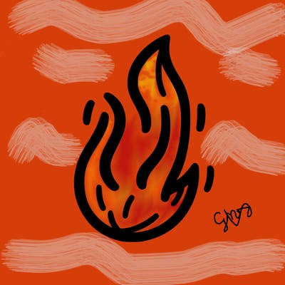 coloring page with a simple flame