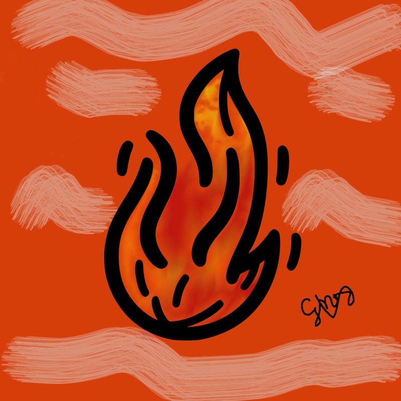 coloring page with a simple flame
