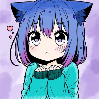 shy anime catgirl
