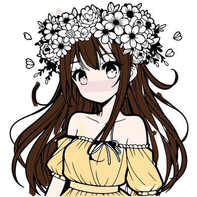 anime girl with flowers crown