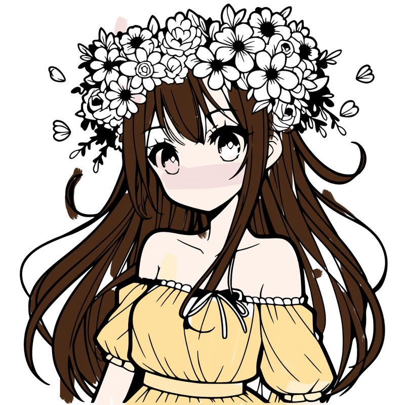 anime girl with flowers crown