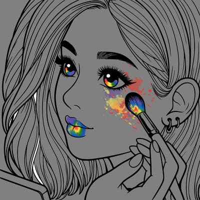 a realistic girl doing her makeup