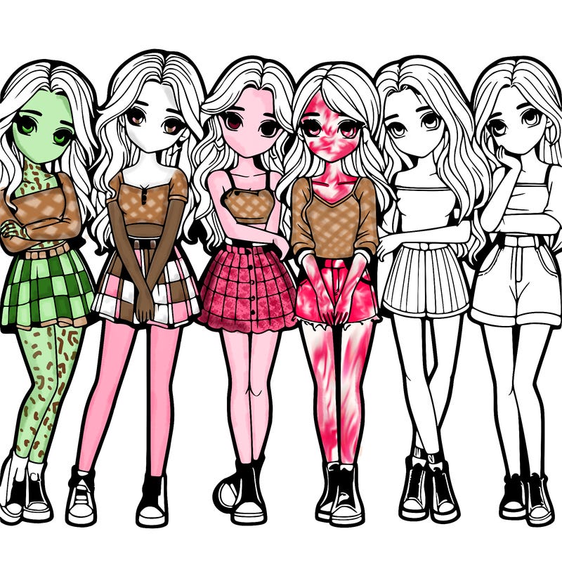 a group of girls realistic