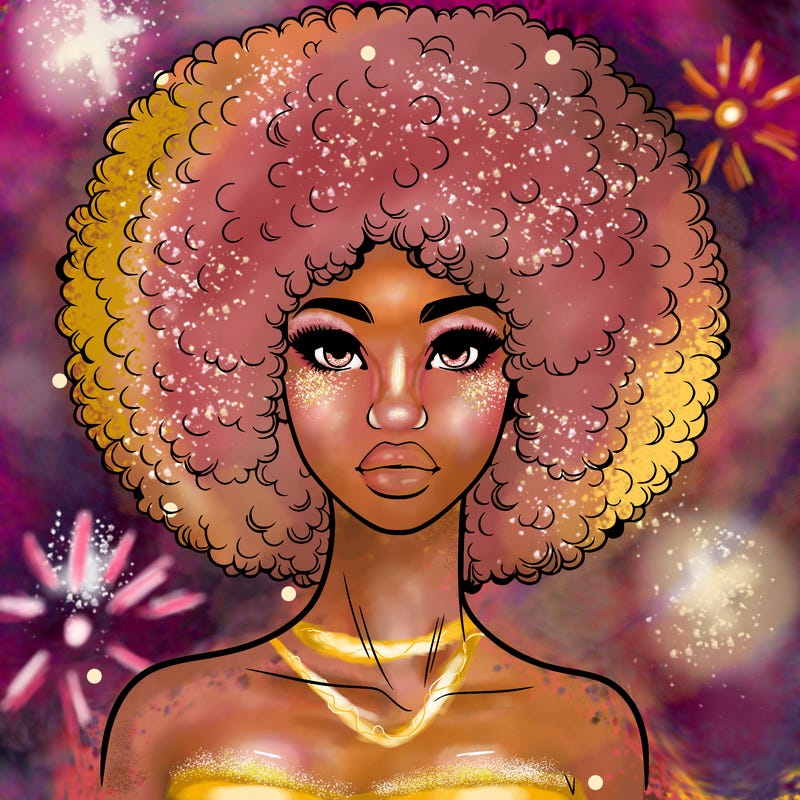 realistic lady with afro