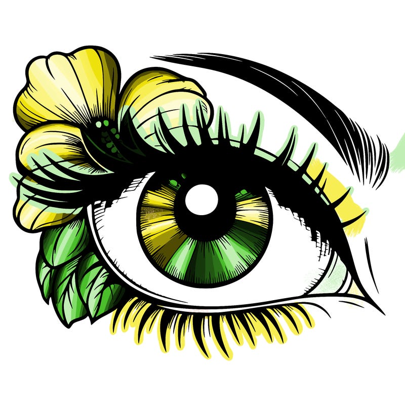 realistic eye with flower