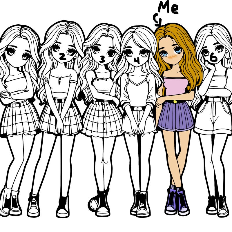 a group of girls realistic