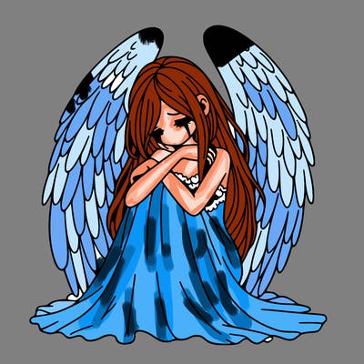 ethereal girl in grief, lonely and heartbroken