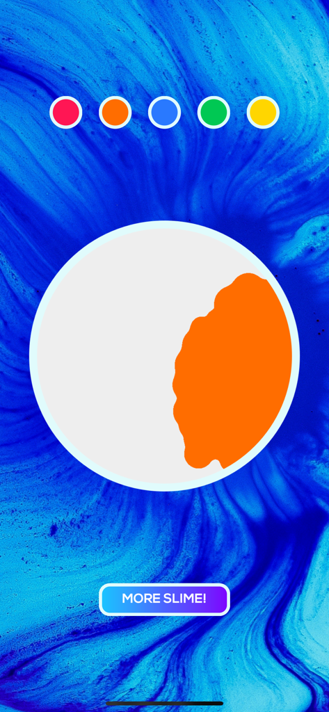 DIY Slime Simulator Fun - DIY Slime Simulator Fun app interface showing interactive orange slime and color options
