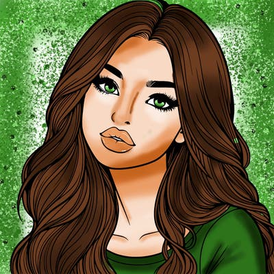 realistic girl with hair on her hair and lips