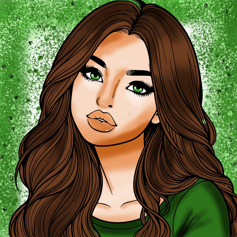 realistic girl with hair on her hair and lips