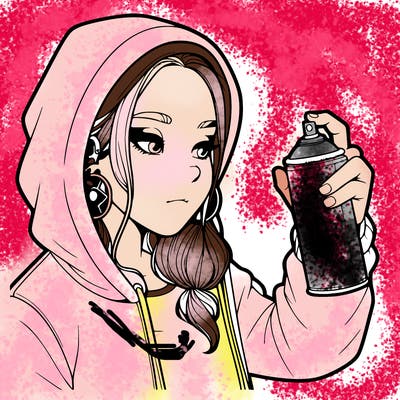 a realistic girl, spray painting