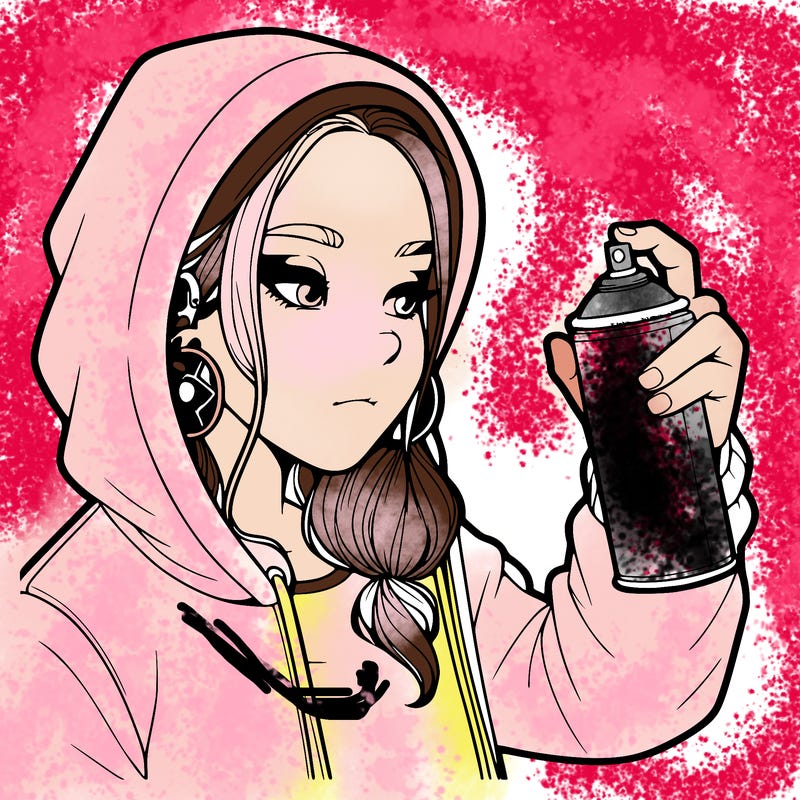 a realistic girl, spray painting