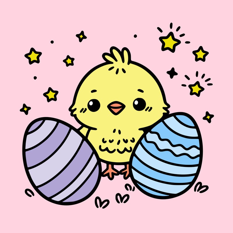 cute easter chick with eggs