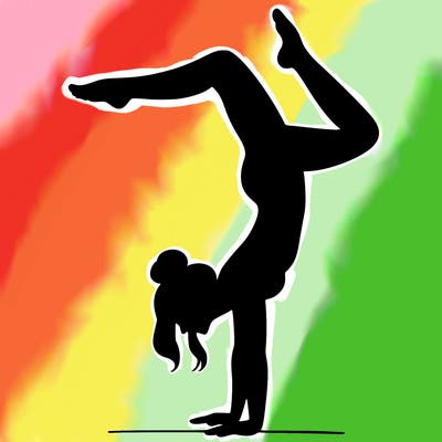 a woman doing a handstand