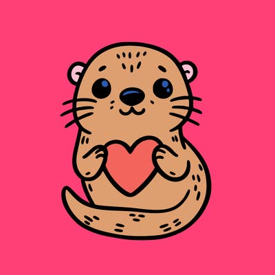 otter with a heart