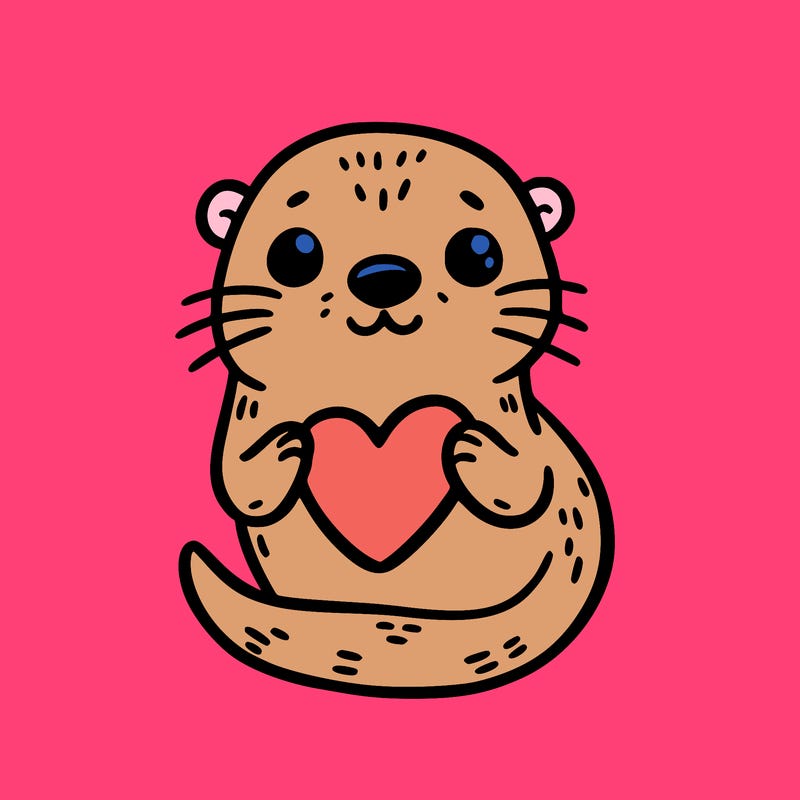 otter with a heart