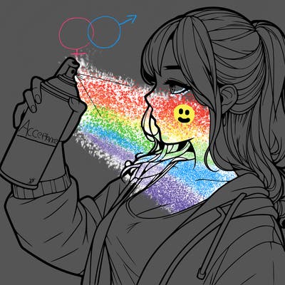 a realistic girl spray, painting