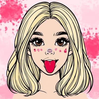 realistic girl with her tongue out