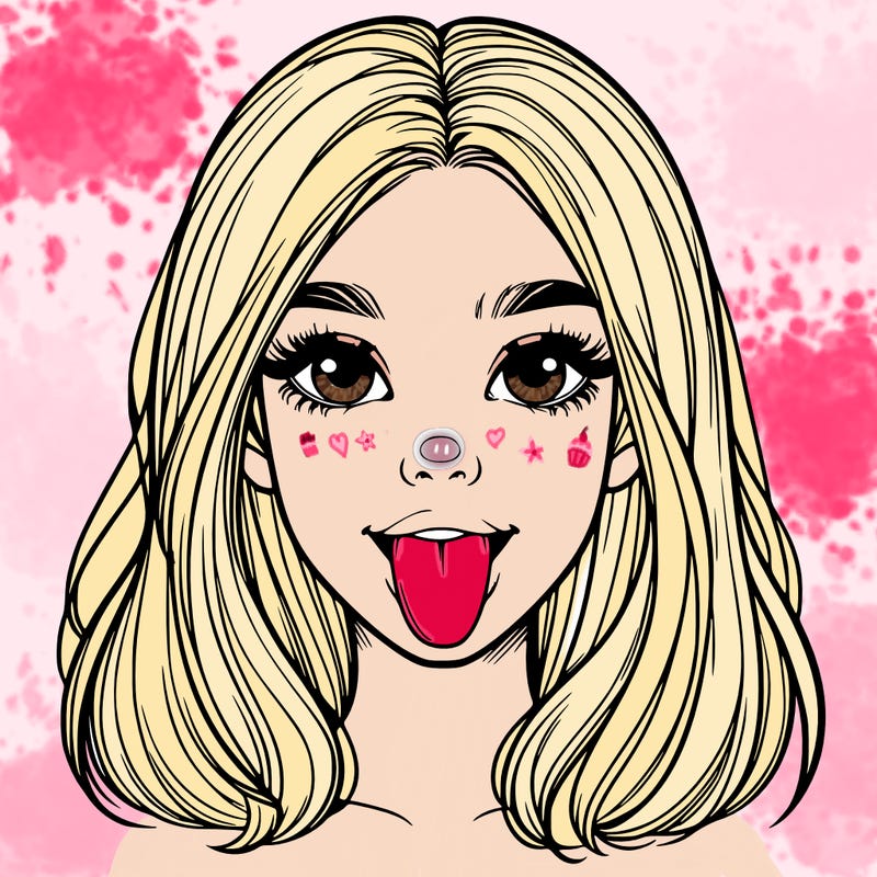 realistic girl with her tongue out