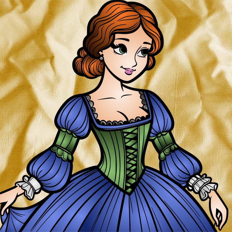 a woman from the renaissance in a dress and corset