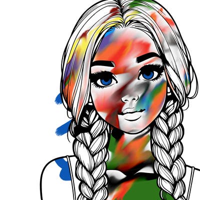 realistic girl with braids