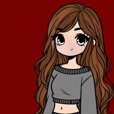 girl with long hair and a crop top with a sweater