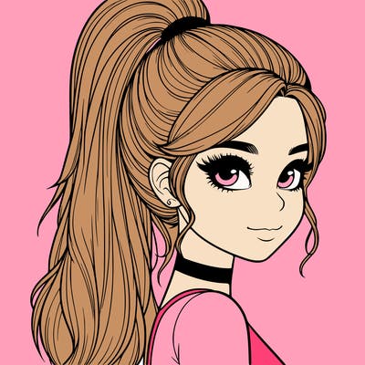 relistic girl with high ponytail