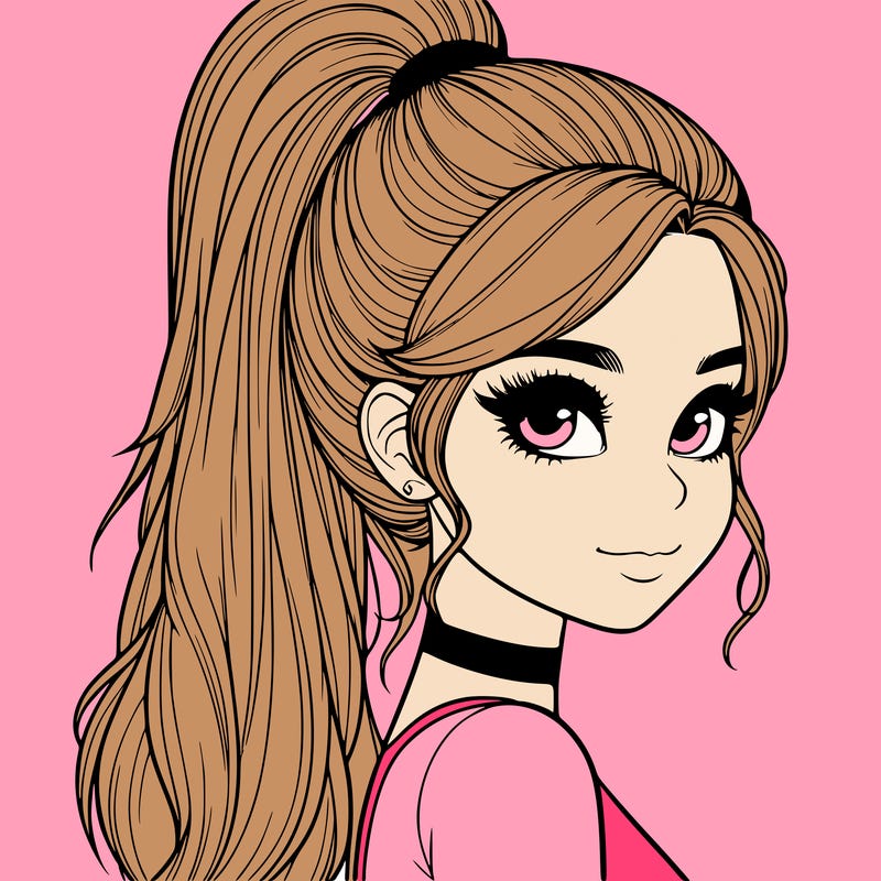 relistic girl with high ponytail